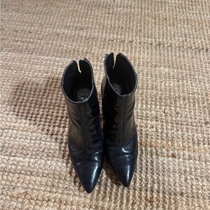 Vince Camuto Black Croc-Embossed Ankle Boots